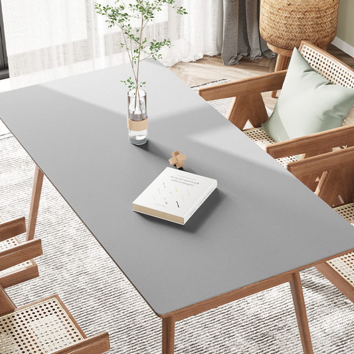 Amazon｜PIRNSDG テーブルクロス PVC素材 上品 防水 グレー